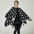 Hot selling fashion trend dot pattern jacquard weave women poncho cape shawl